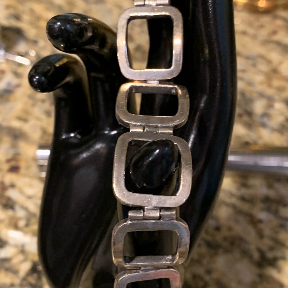 Square Link Solid Sterling Silver 7” Bracelet - image 1